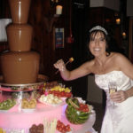Bride With Chocolate Fountain at Hampshire Wedding Reception
