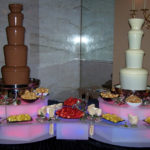 Twin milk and white chocolate fountain display for kent wedding