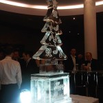 Christmas Tree Vodka Ice Luge Ice Sculpture with Merry Christmas