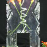 Spiral Vodka Luge With Flowers Frozen in Ice