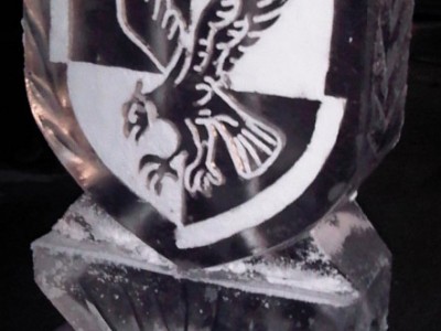 Cap Badge Ice Sculpture vodka luge for Parachute Regiment in Aldershot
