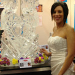 Lovebirds On Heart Vodka Ice Luge Ice Sculpture At Olympia Wedding Show