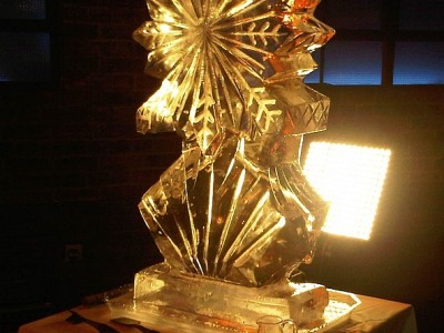 Snowflake Vodka Ice Luge Ice Sculpture Live Carved on ITV Christmas Special