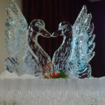 Royal Wedding Swans Vodka Ice Luge Ice Sculpture for Peter Phillips Wedding