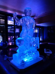 Footballer Ice Sculpture Vodka Ice Luge For Crawley Town FC