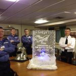 HMS Illustrious ice sculpture for Battle of the Atlantic Anniversary Portsmouth Naval Base