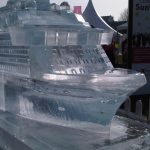 Celebrity Cruises Ship Ice Sculpture Vodka Luge Ice Carving at Southampton