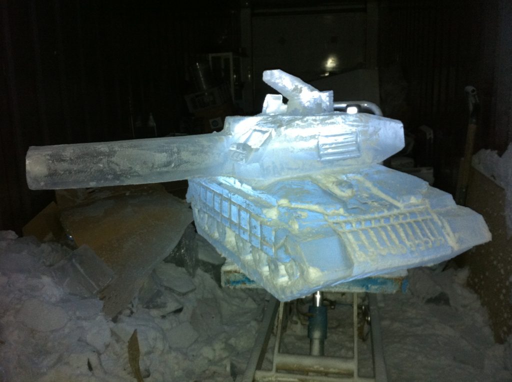 Challenger Tank Ice Sculpture Vodka Luge for Royal Tank Regiment