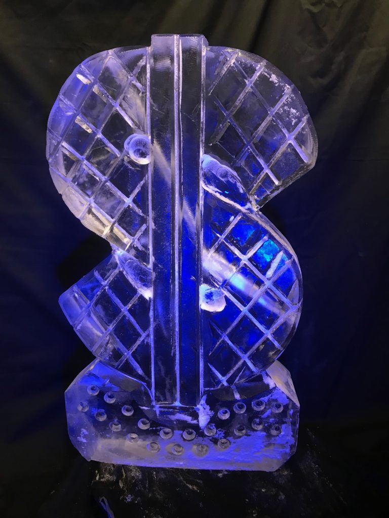 Dollar Sign Ice Sculpture Vodka Ice Luge