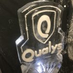 Qualys Logo Ice Sculpture Vodka Luge Ice Carving for event at Etc Venue London