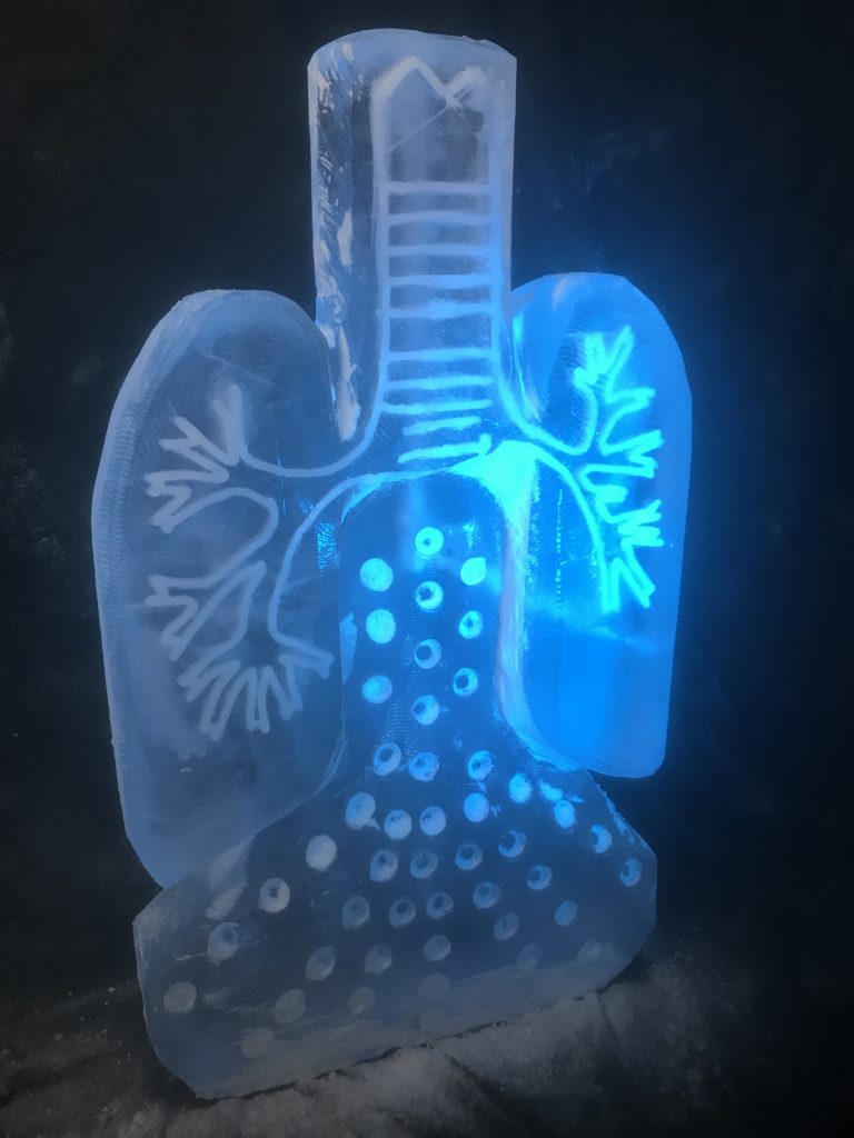 Lungs Ice Sculpture Vodka Ice Luge for Surrey Charity Event