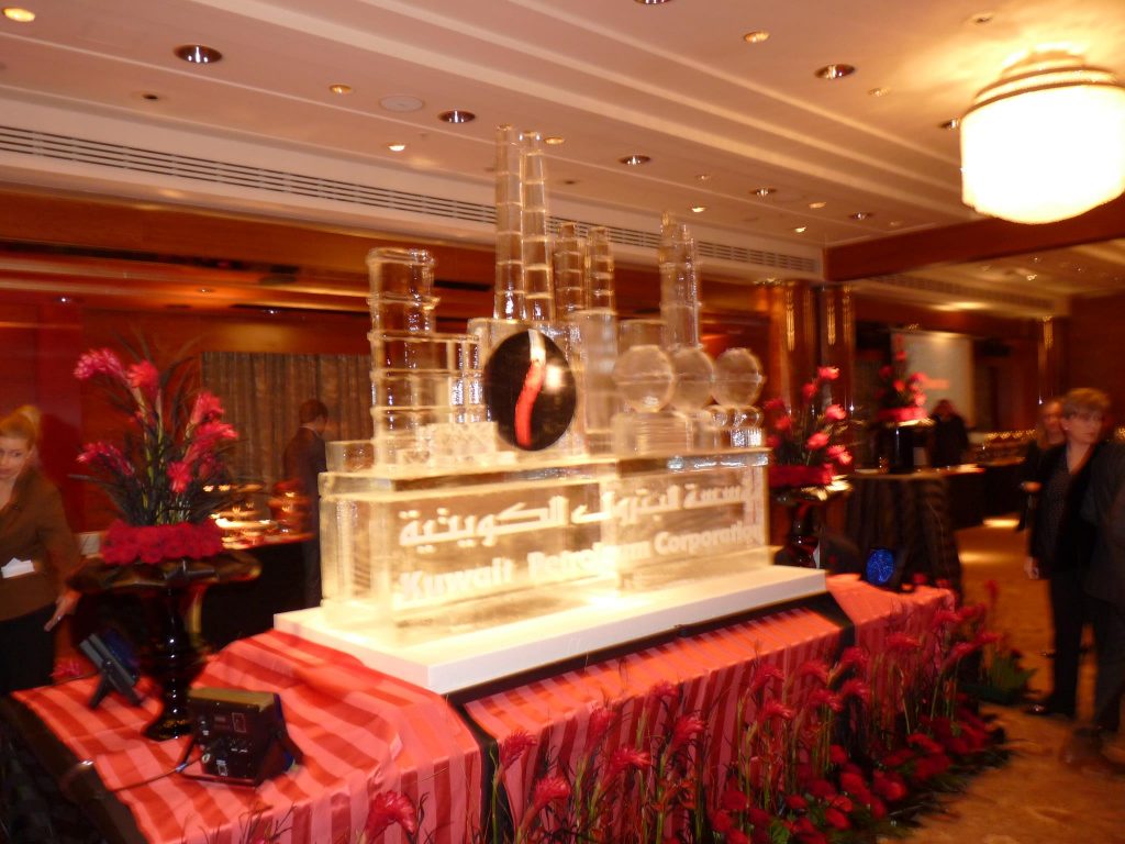 Kuwait Petroleum Corporation Ice Sculpture at Dorchester Hotel London and Dubai