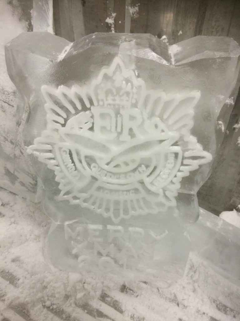Gurkha Vodka Cap Badge Ice Luge for British Army in Aldershot