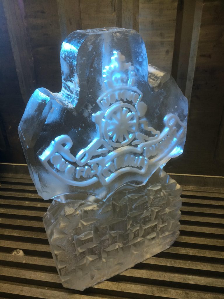 Royal Artillery Cap Badge Ice Sculpture Vodka Luge