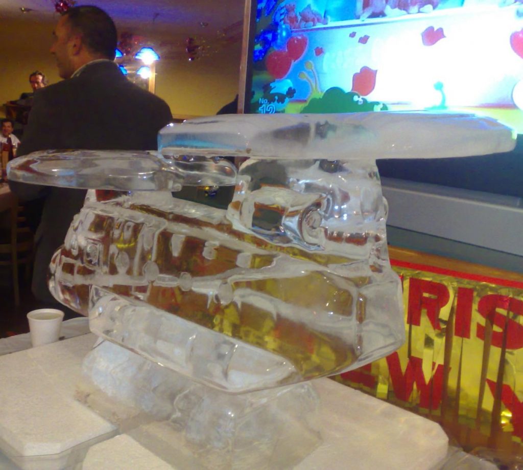 Chinook Helicopter Ice Sculpture Vodka Luge for RAF Odiham