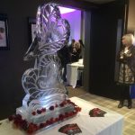 Twin Hearts Vodka Ice Luge Ice Sculpture at Hyde Park Wedding