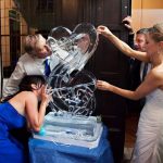 Twin Hearts Vodka Ice Luge Ice Sculpture at The Runnymede Hotel Wedding