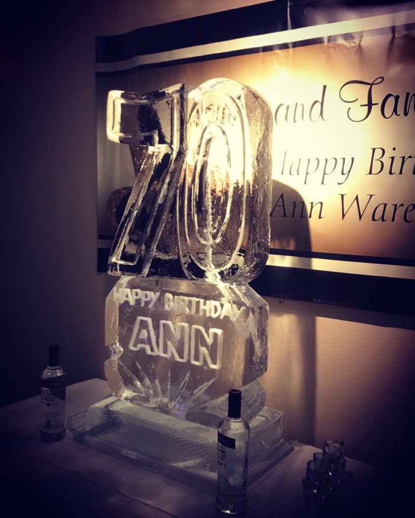 70th Birthday Number Ice Sculpture Vodka Ice Luge
