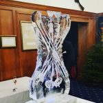 Ski themed Ice Sculpture Vodka Ice Luge for Apres Ski Party Theme