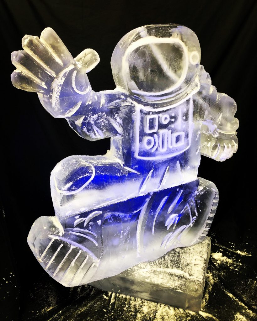 Spaceman Space Force Ice Sculpture Vodka Ice Luge for Birthday Party
