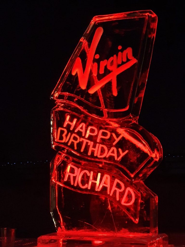 Virgin Richard Branson Ice Sculpture Vodka Ice Luge for Virgin Event