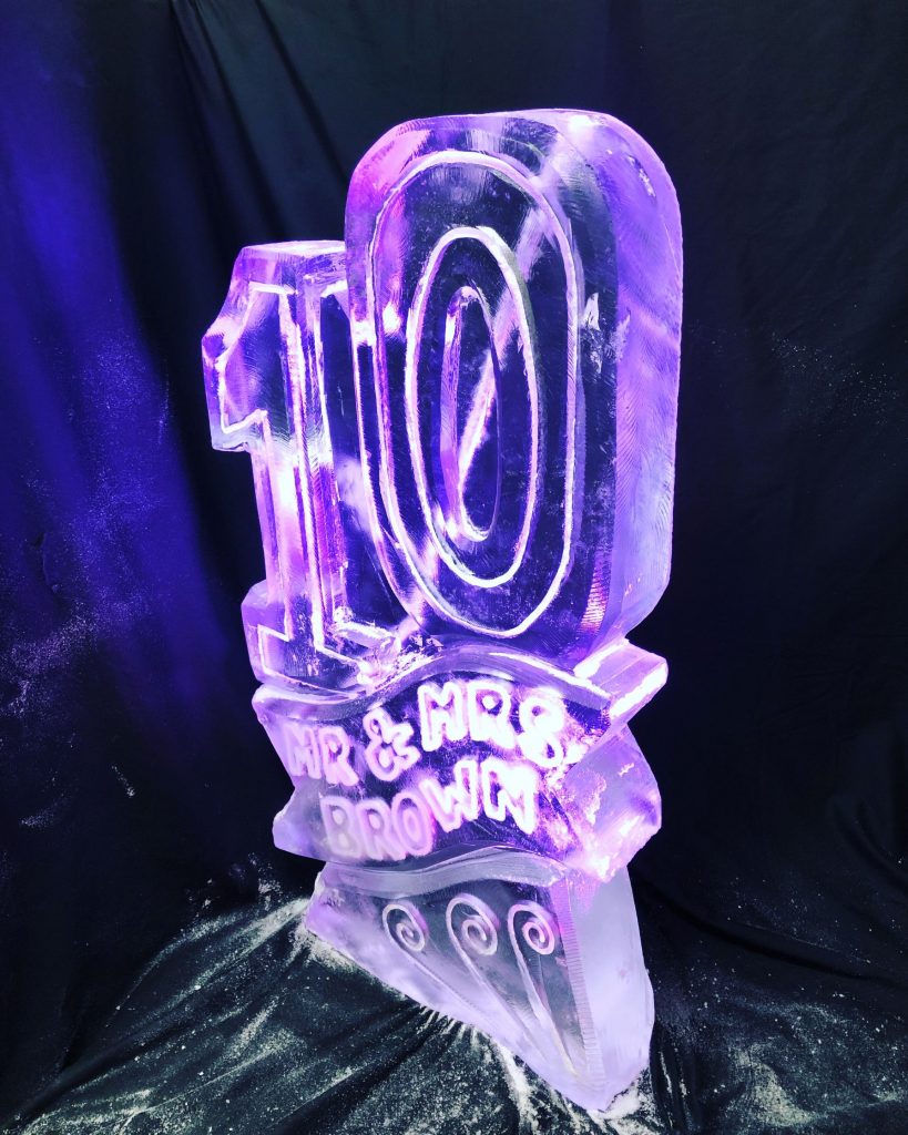 10th Birthday or Anniversary Ice Sculpture Vodka Ice Luge