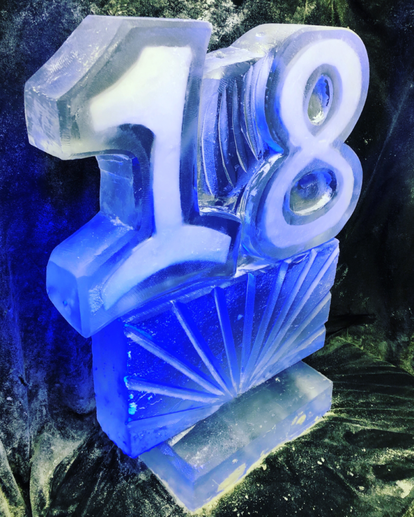 18 Ice Sculpture Vodka Ice Luge for 18th Birthday Party
