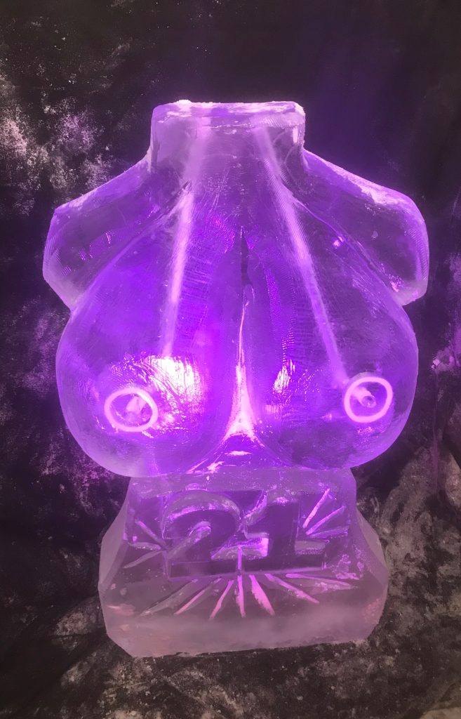 Boobs Ice Sculpture Vodka Ice Luge for 21st Birthday Party
