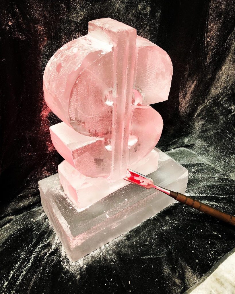 Dollar Ice Sculpture Vodka Ice Luge for party in West Lonndon