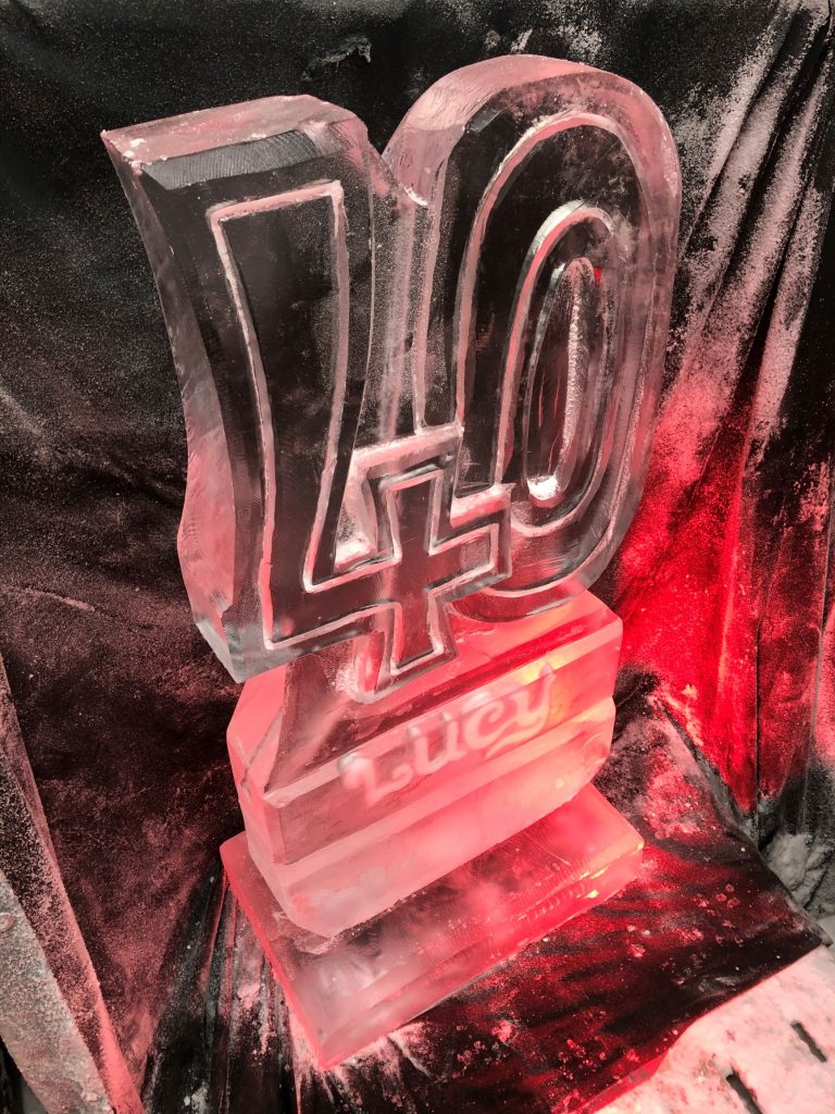 Large 40 Ice Luge / Number 40 Ice Sculpture Vodka Ice Luge for Cambridge Birthday Party