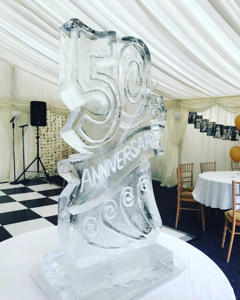 Anniversary Ice Sculpture / Anniversary Ice Luge / 50th Anniversary Ice Sculpture Vodka Ice Luge Portsmouth