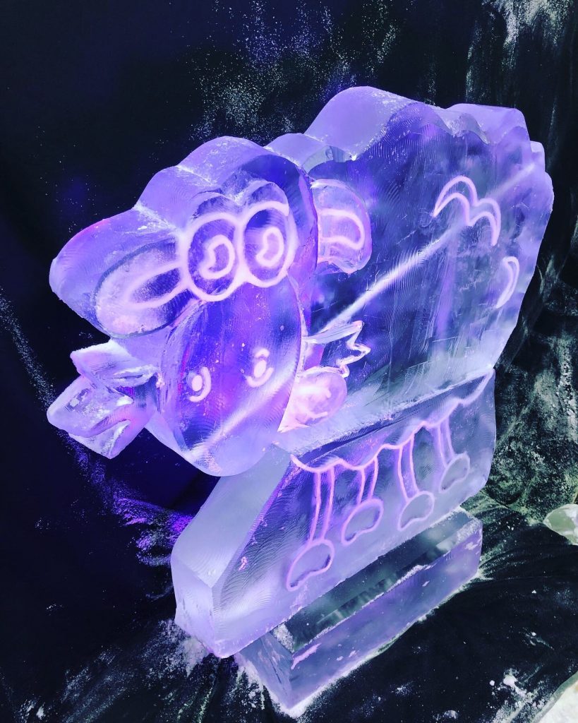 Wallace & Gromit Style Sheep Ice Sculpture Vodka Ice Luge for Black Sheep