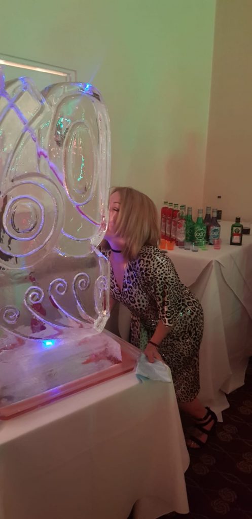 60 Ice Sculpture Vodka Ice Luge In Use at Sutton Party