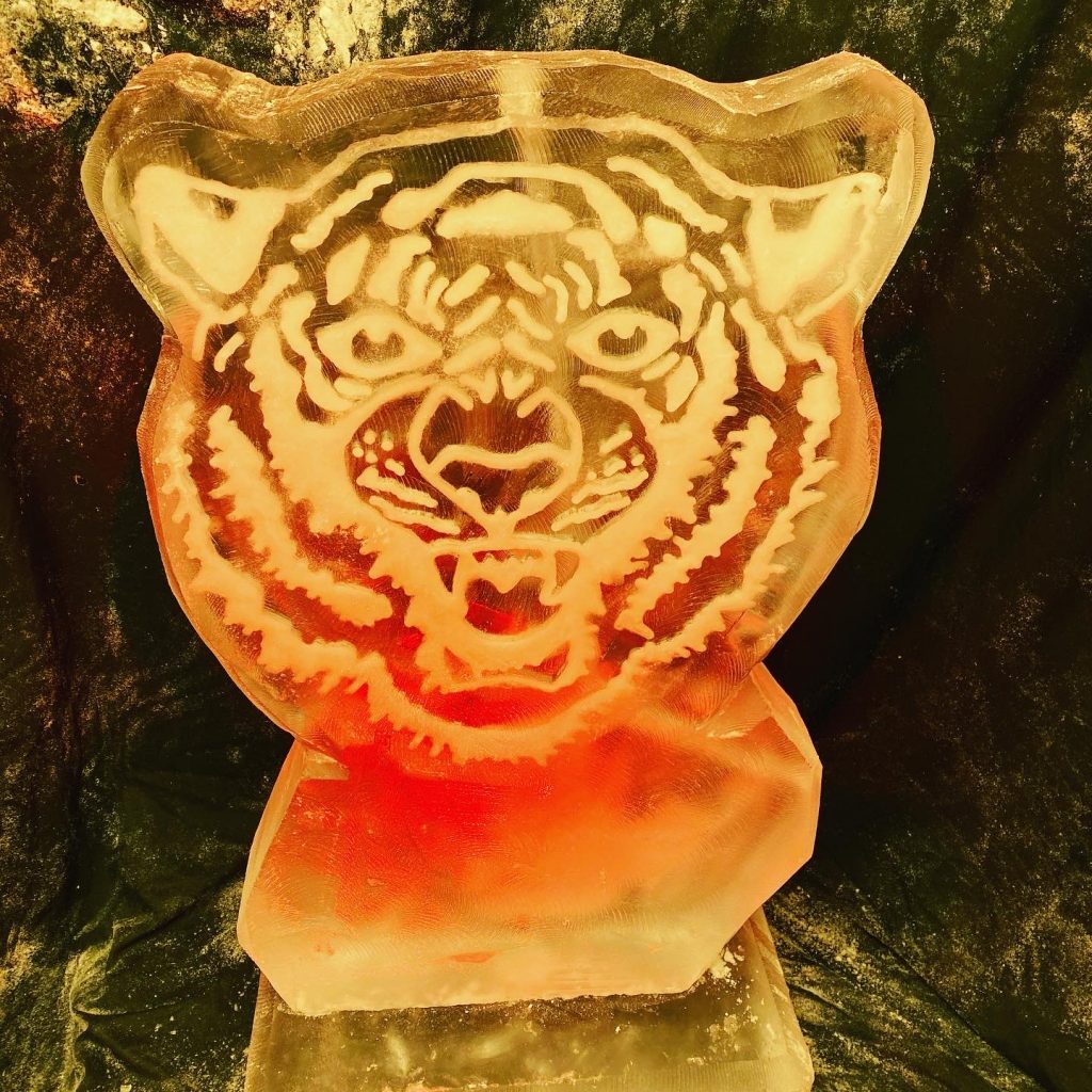 Tiger Face Vodka Ice Luge for Princess of Wales' Royal Regiment mess party