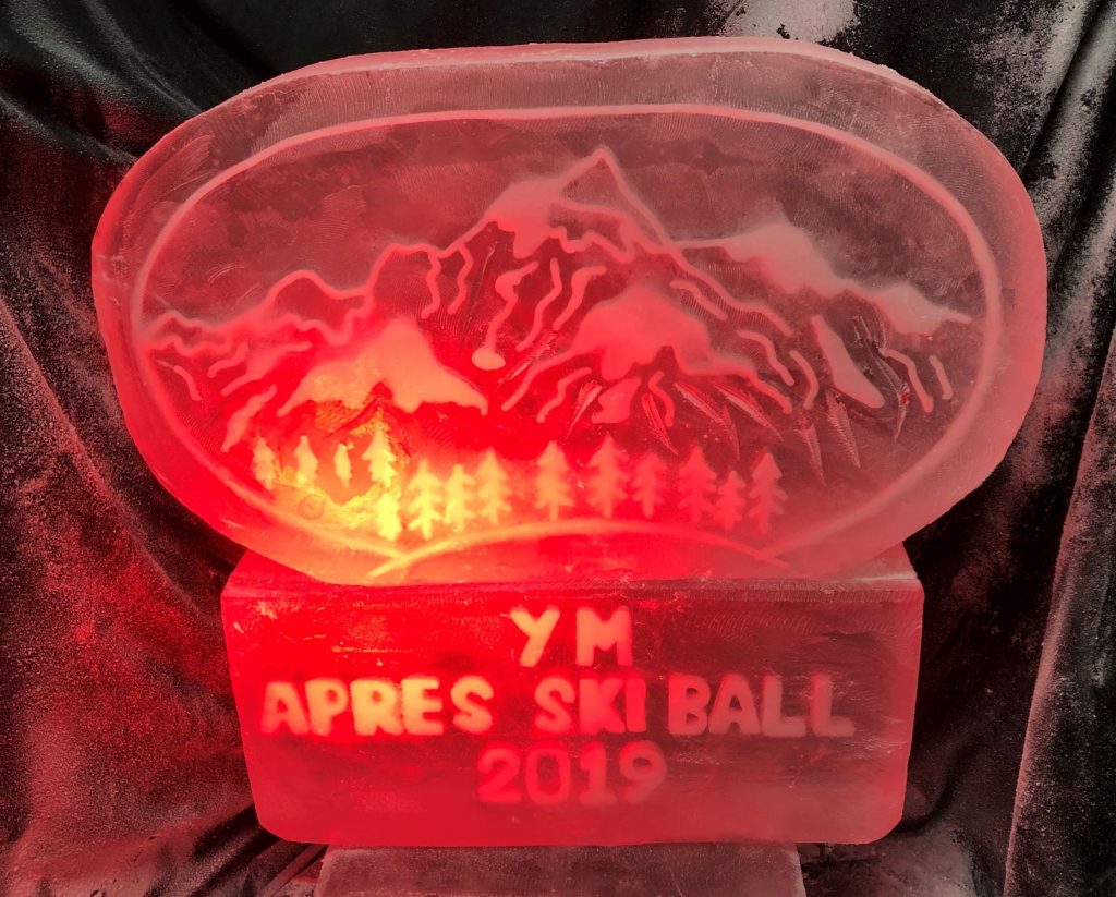 Apres Ski Themed Vodka Ice Luge Ice Sculpture For Royal Automobile Club Christmas Party
