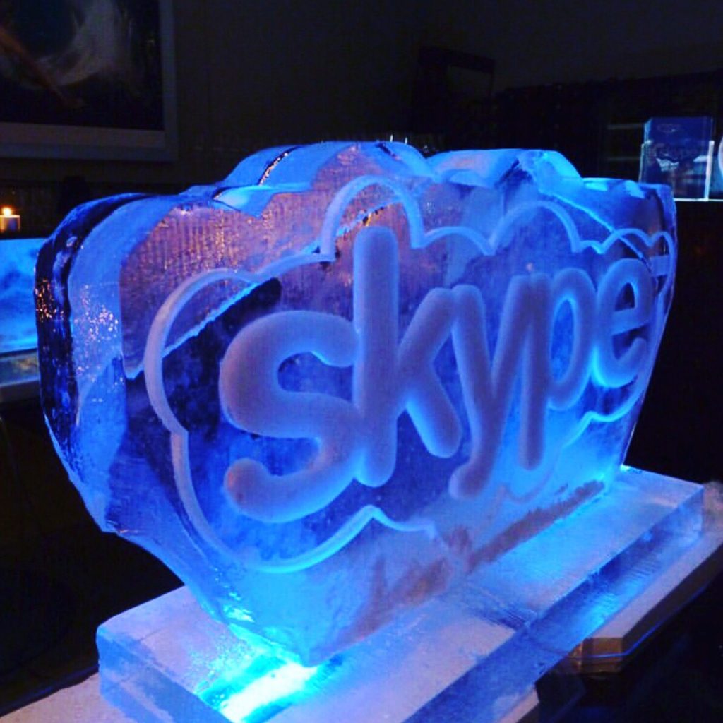 Skype Logo Ice Sculpture Vodka Luge Ice Carving