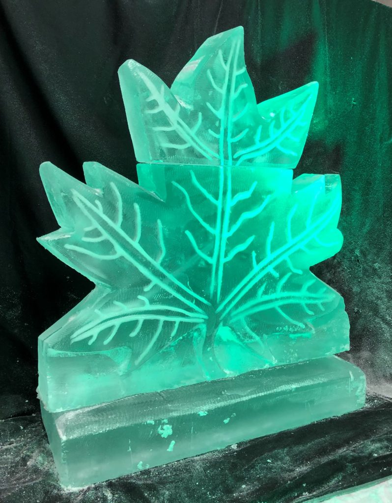 Canadian Maple Leaf Ice Sculpture Vodka Ice Luge
