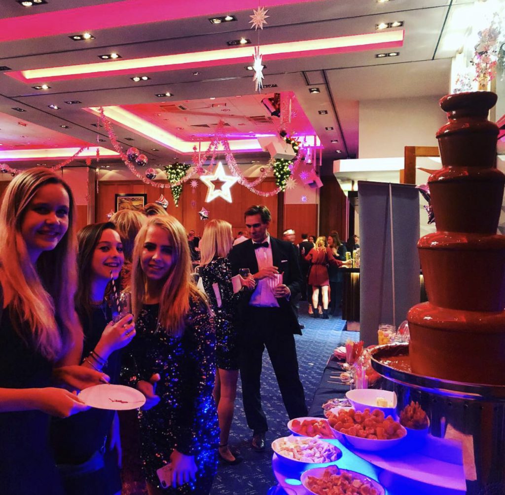 Chocolate Fountain for Inghams Ski Christmas Party at Mandolay Hotel Guildford