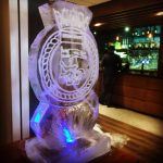 Royal Navy Ships Crest Ice Sculpture Vodka Luge for HMS Iron Duke Party