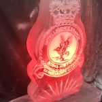 Royal Air Force military crest Ice Sculpture Vodka Luge in Chicksands and High Wycombe /Military Ice Luge