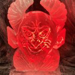 Devils Head Ice Sculpture Vodka Ice Luge for Halloween Party