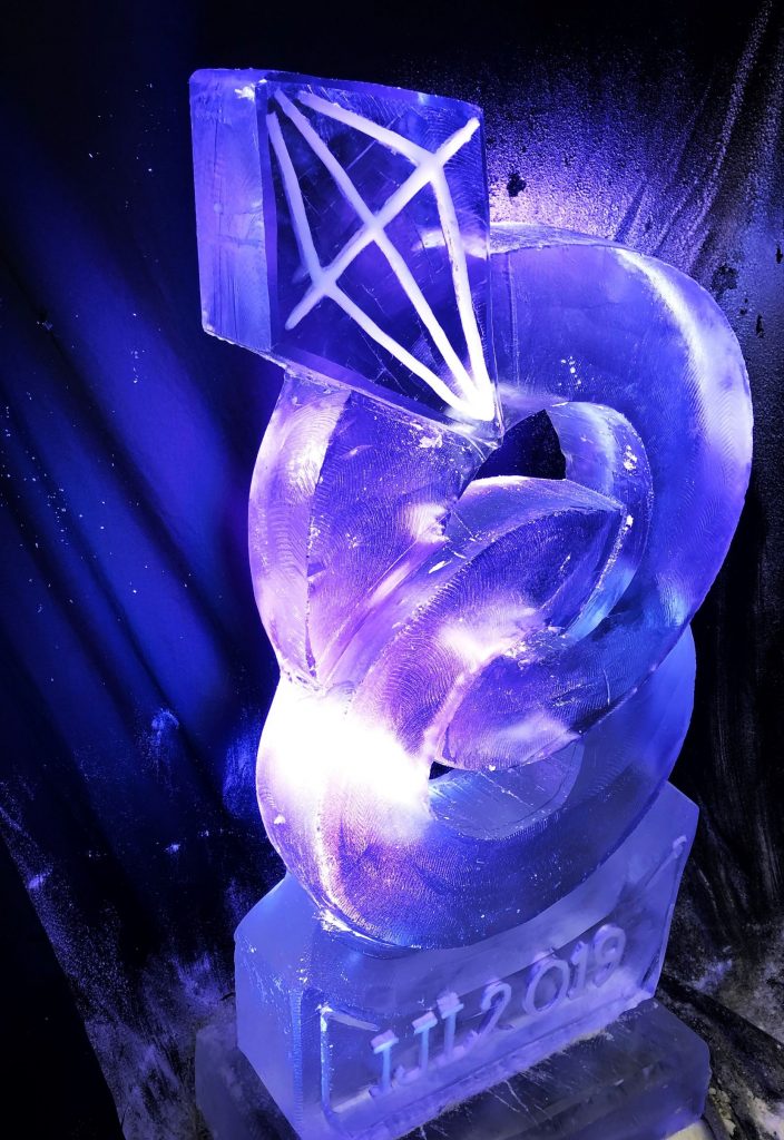 Entwined Wedding Rings Vodka Ice Luge Ice Sculpture For Surrey Wedding Reception
