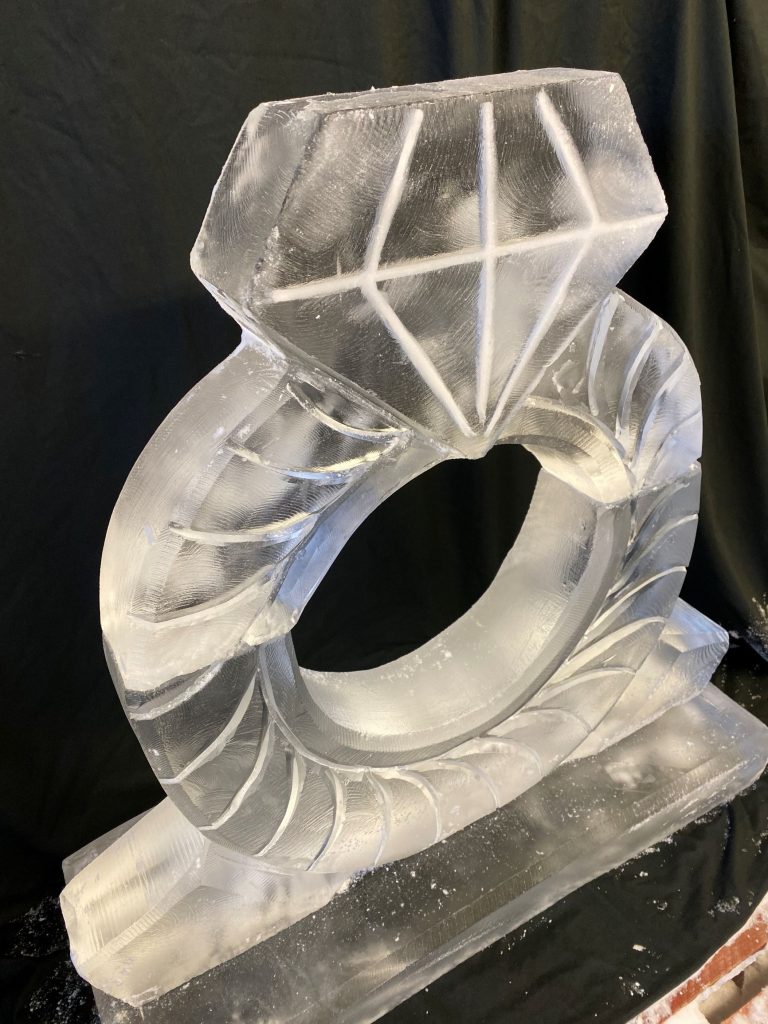 Large Wedding Ring Vodka Ice Luge Ice Sculpture