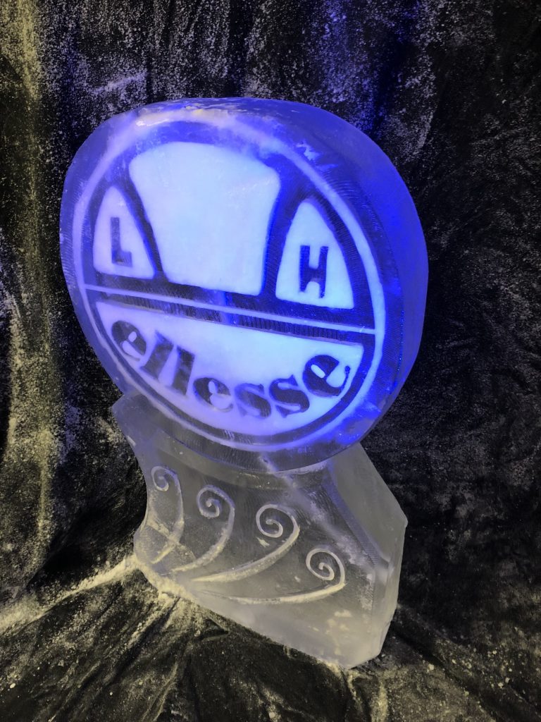 ellese trainers Ice Sculpture Vodka Luge Ice Carving in shoreditch london