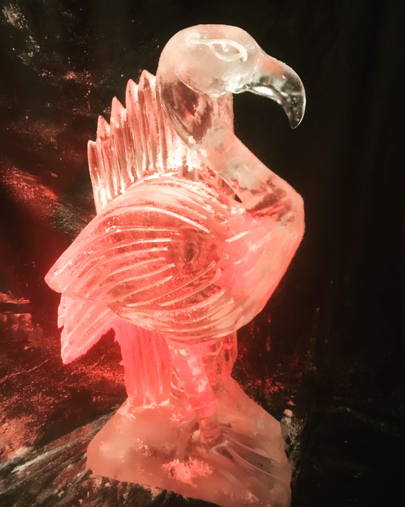 Flamingo Vodka Ice Luge Ice Sculpture
