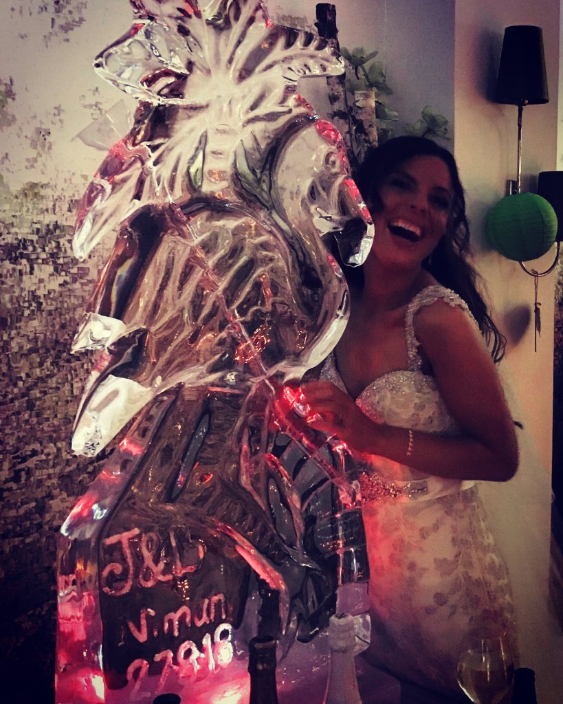 Flamingo Vodka Ice Luge Ice Sculpture For Bournemouth Wedding