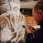 Soccer Am Christmas Special Live Ice Carving of Gareth Southgate for Sky Sports