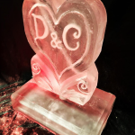 Heart With Initials Vodka Ice Luge Ice Sculpture For Surrey Wedding