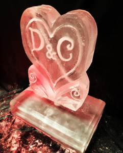 Heart With Initials Vodka Ice Luge Ice Sculpture For Surrey Wedding