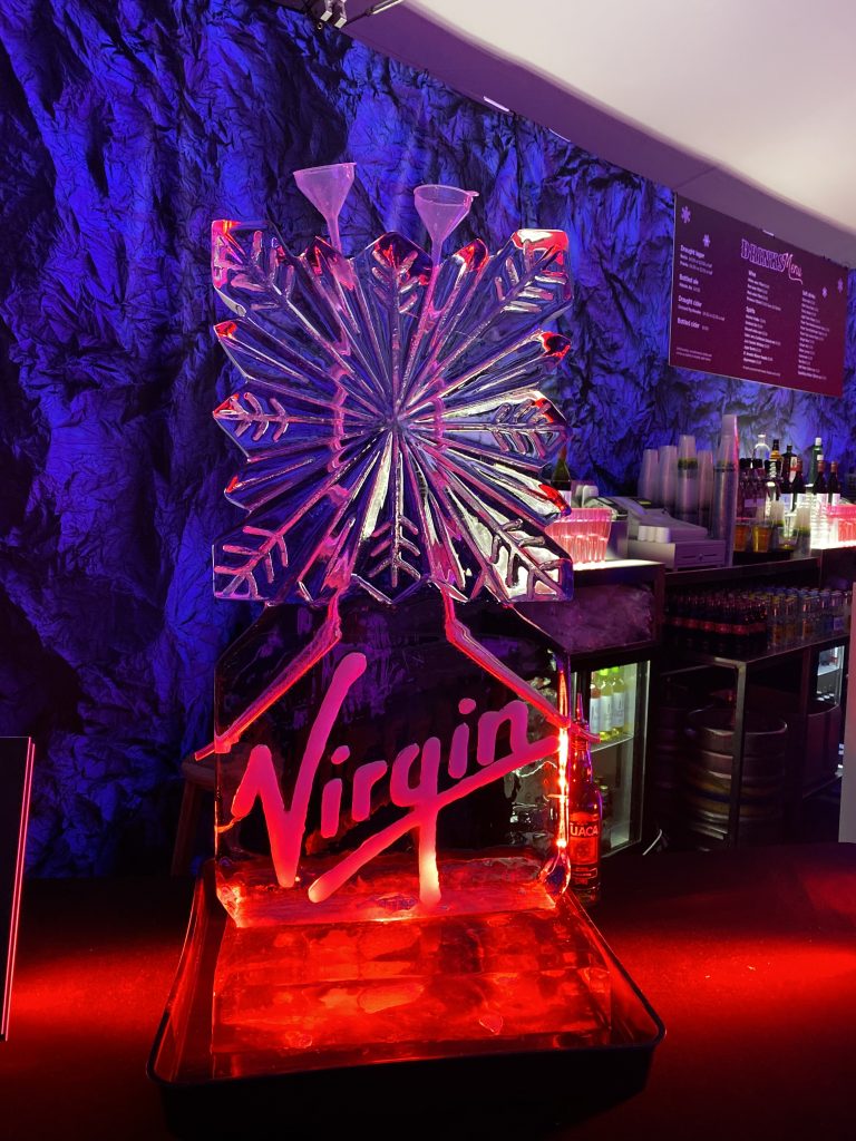Virgin Christmas Party Ice Sculpture Vodka Luge Ice Carving in Crawley The Base